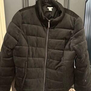 Chicos brand black velvet quilted jacket